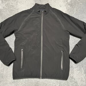 Rhone Jacket Mens Medium Black Blue Midtown Full Zip Quilted Golf Windbreaker